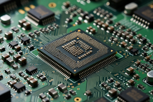Macro view of edge inference silicon processor mounted on a high-throughput computing motherboard